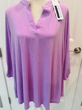 Dear Scarlett Lavender Split-Neck Swing Tunic